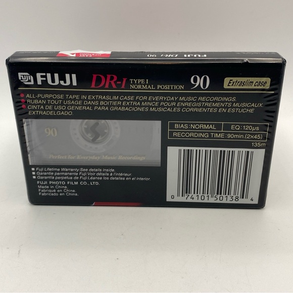Lot of 4 FUJI Blank Audio Cassette Tapes DR-I 90 Minute Type I Normal Bias New - Picture 4 of 4